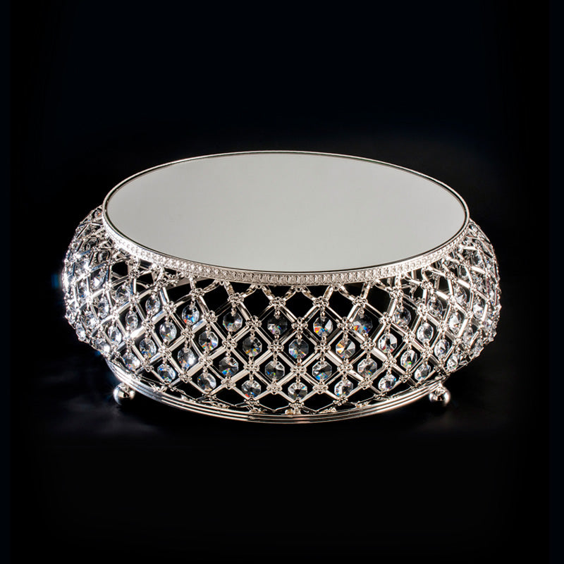 SILVER MIRROR AND CRYSTAL CAKE STAND