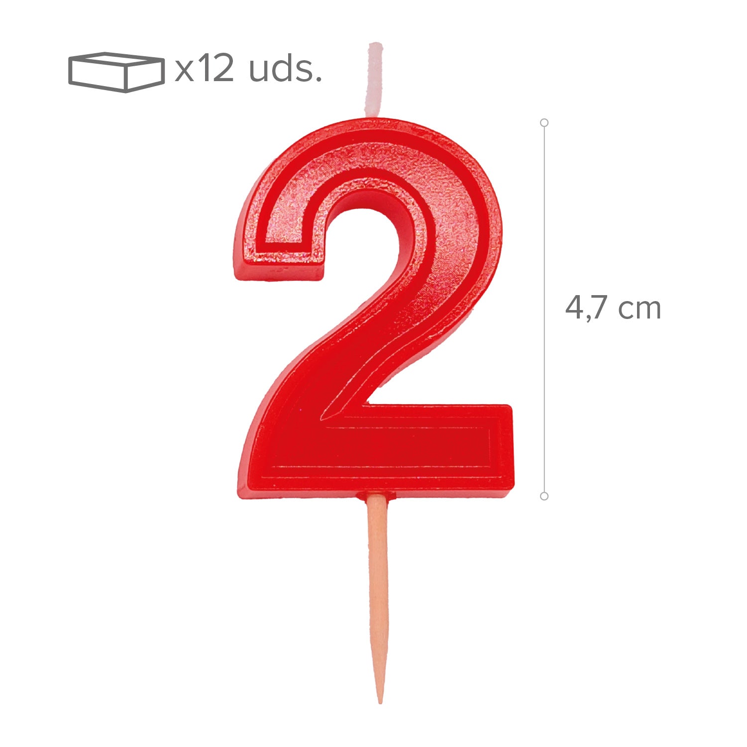 12 VELAS NÚMERO 2 HELVET