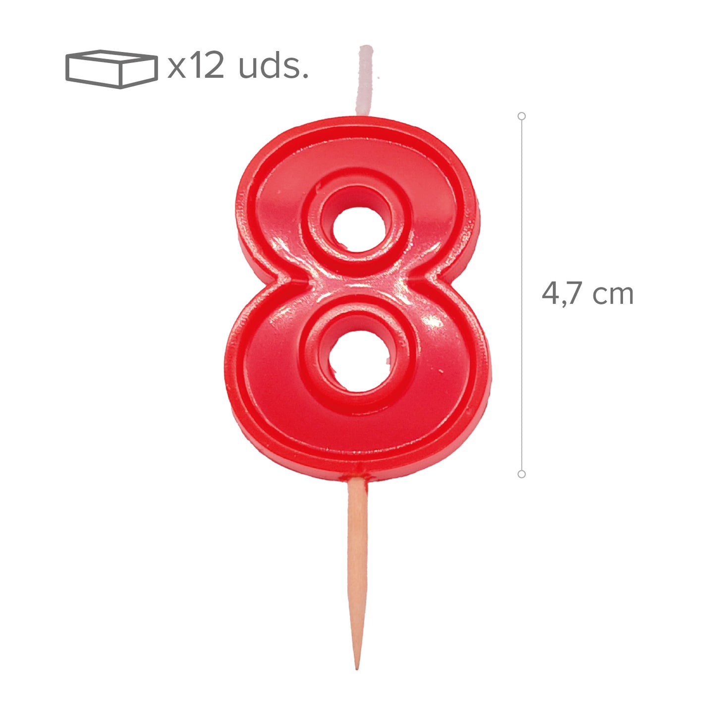12 VELAS NÚMERO 8 HELVET