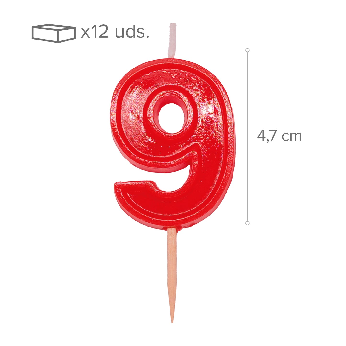 12 VELAS NÚMERO 9 HELVET