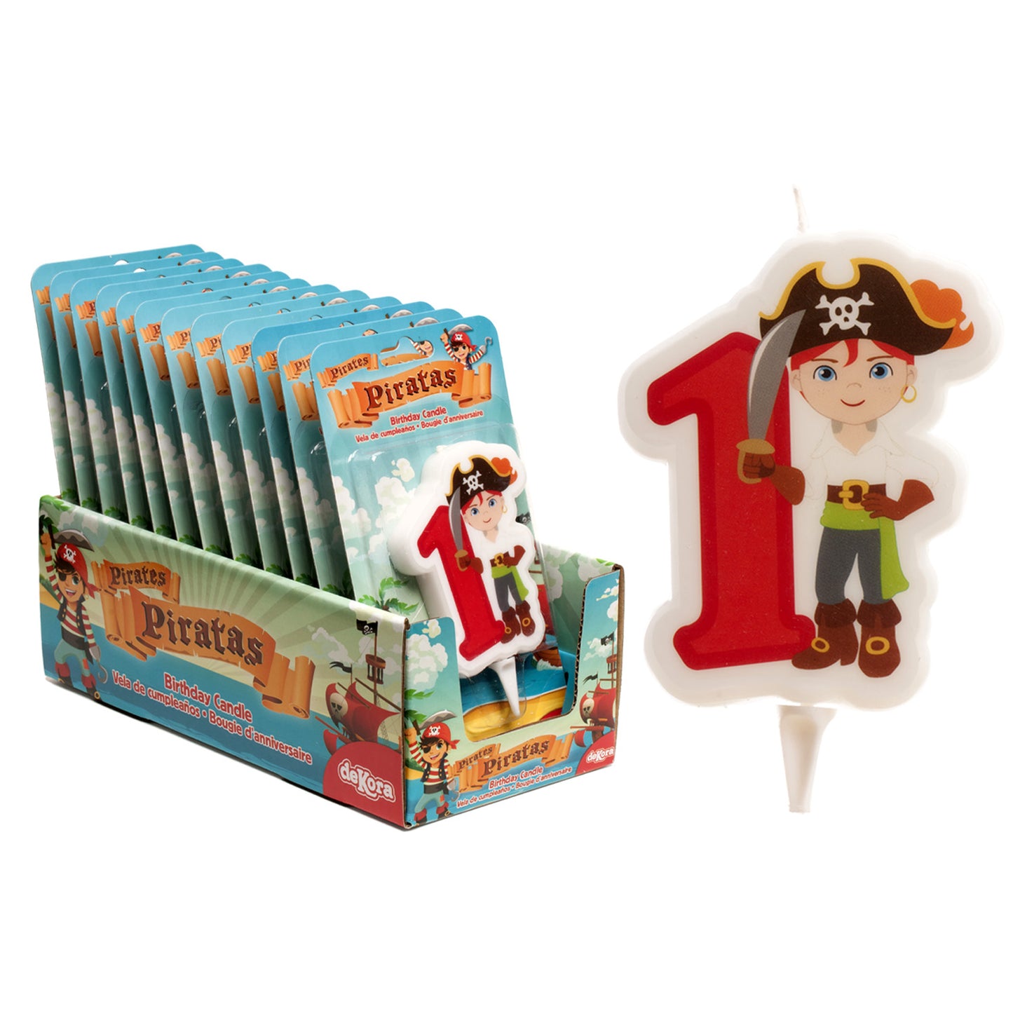 DISPLAY 12 VELAS 2D PIRATAS Nº1-7CM