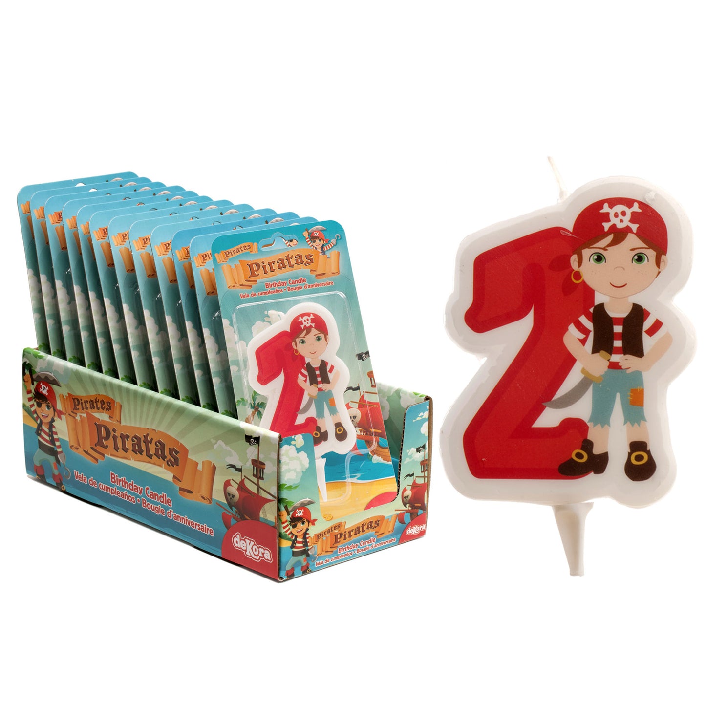 DISPLAY 12 VELAS 2D PIRATAS Nº2-7CM