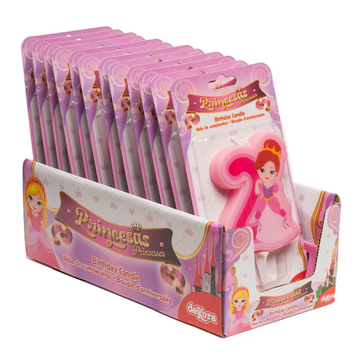 DISPLAY 12 VELAS 2D PRINCESA Nº2 | 7CM