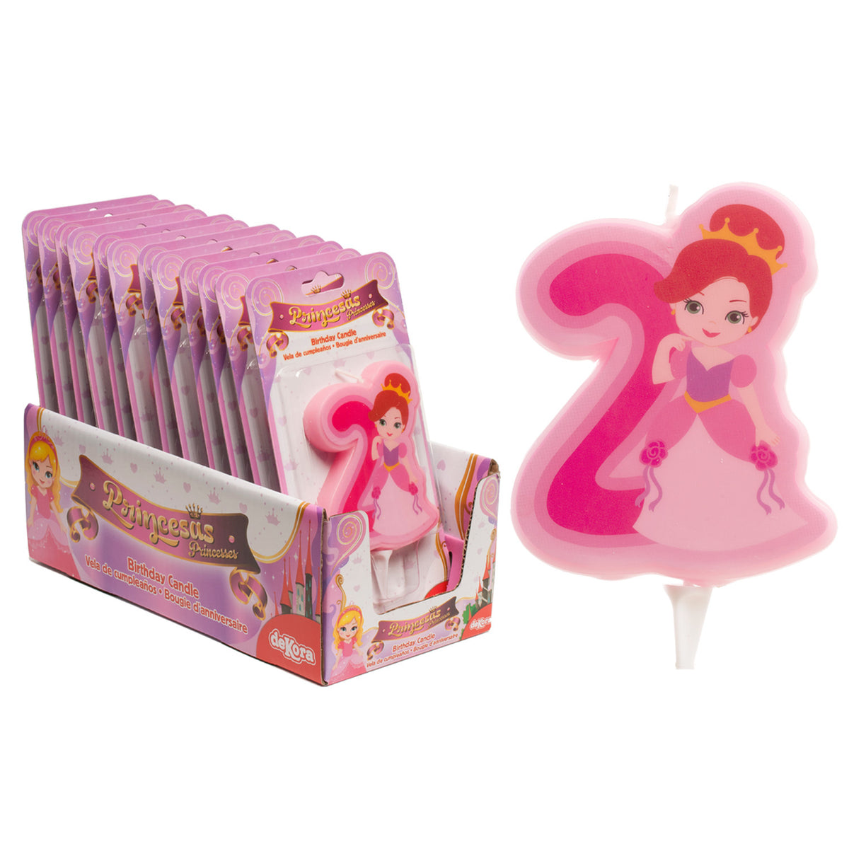 DISPLAY 12 VELAS 2D PRINCESA Nº2 | 7CM
