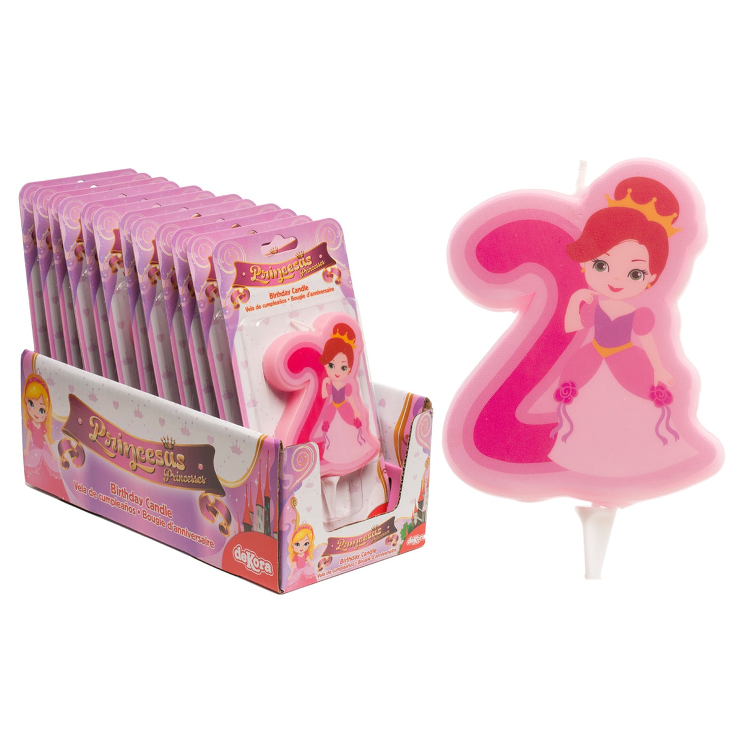 DISPLAY 12 VELAS 2D PRINCESA Nº2 | 7CM
