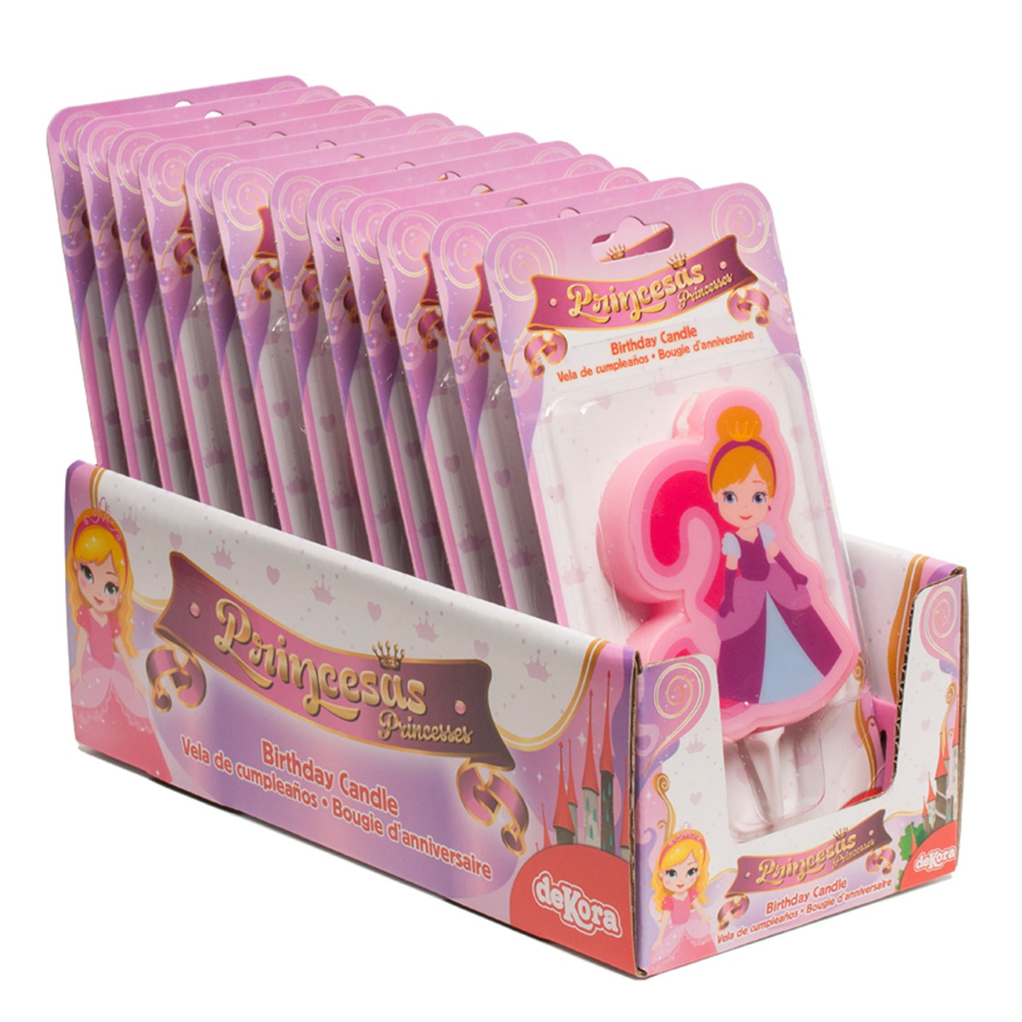 DISPLAY 12 VELAS 2D PRINCESA Nº3 | 7CM