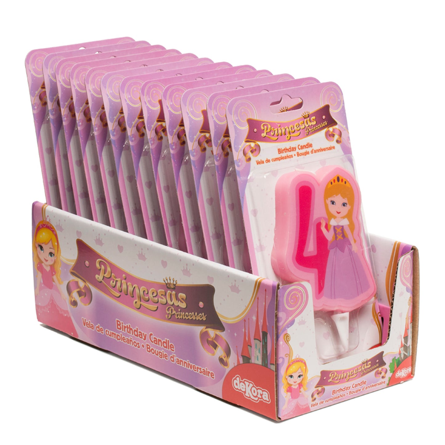 DISPLAY 12 VELAS 2D PRINCESA Nº4 | 7CM