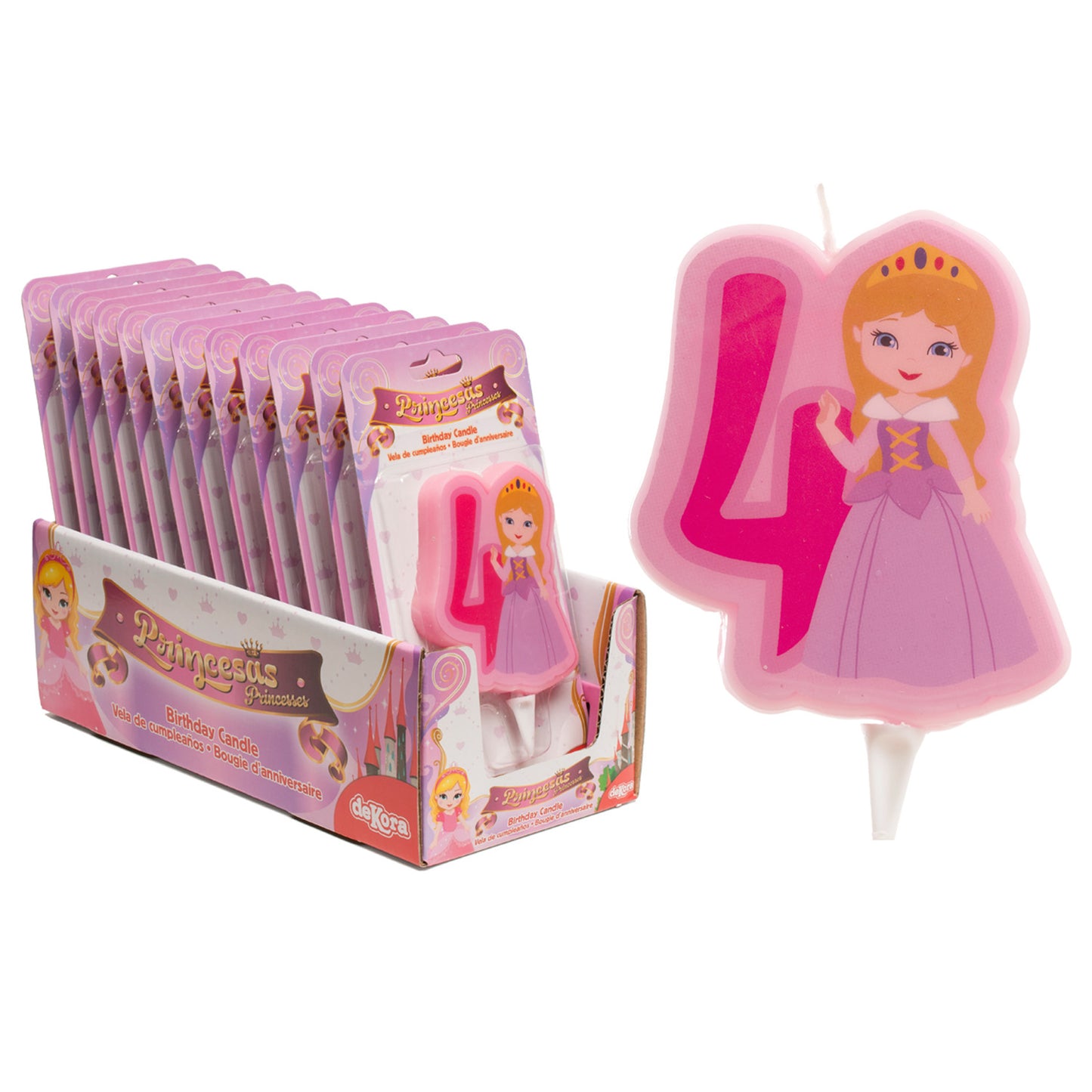 DISPLAY 12 VELAS 2D PRINCESA Nº4 | 7CM