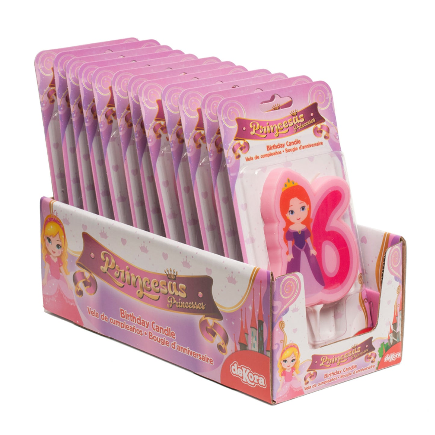 DISPLAY 12 VELAS 2D PRINCESA Nº6 | 7CM