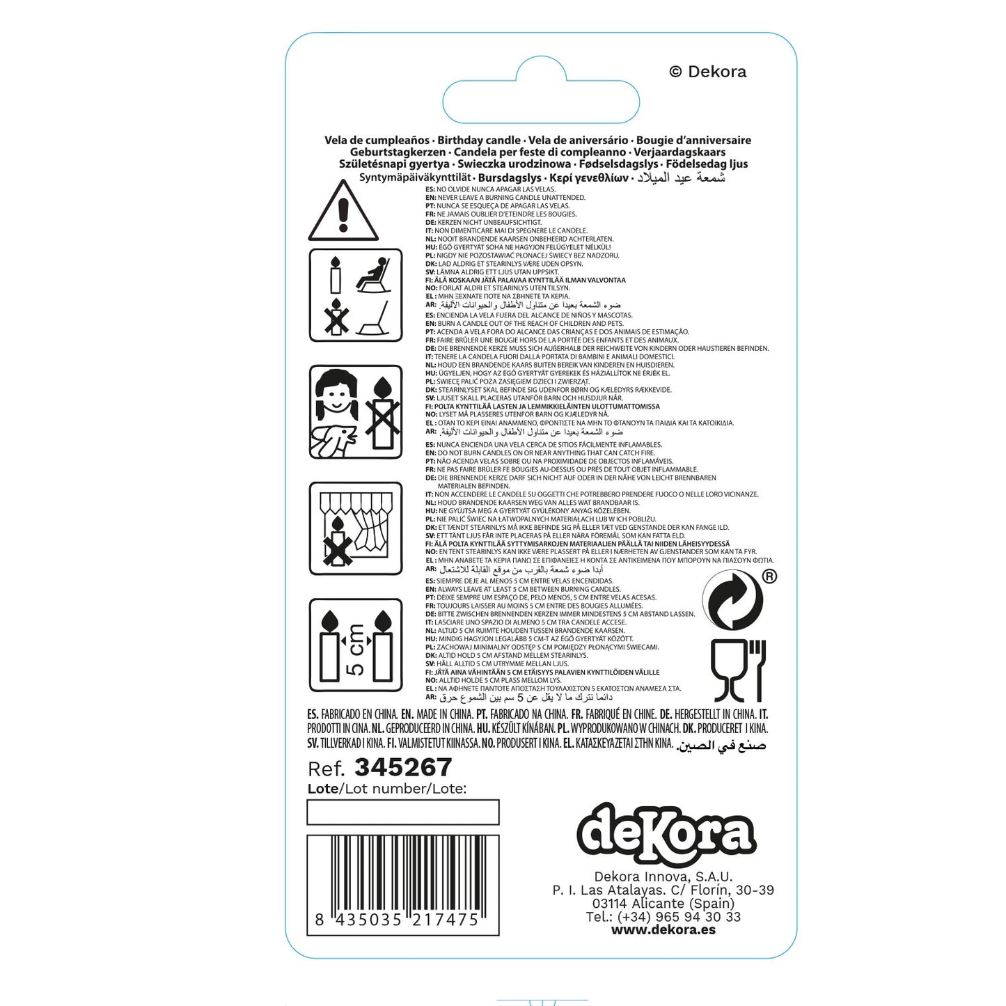 DISPLAY 12 FLUOR BIRTHDAY CANDLES Nº1 6CM