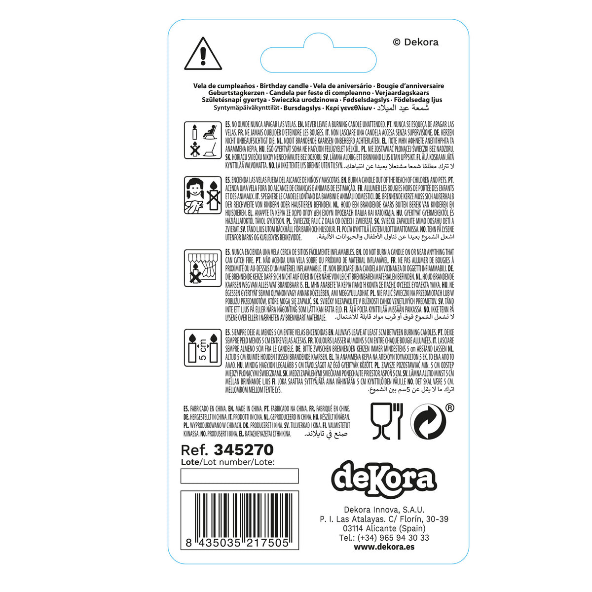 ESPOSITORE 12 CANDELINE Nº4 FLUORESCENTE 6CM