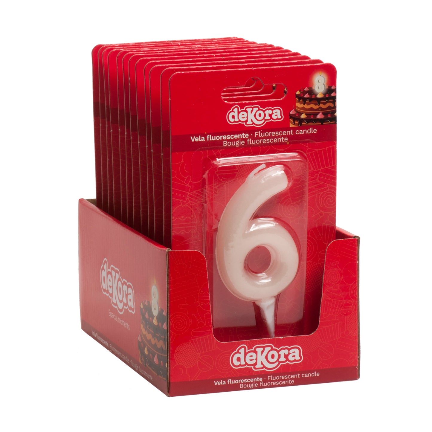 DISPLAY 12 VELAS Nº6 FLUORESCENTE 6CM