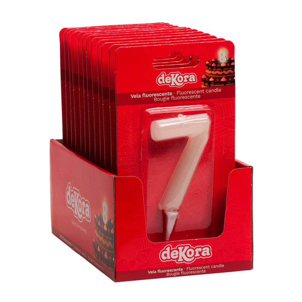 DISPLAY 12 VELAS Nº7 FLUORESCENTE 6CM