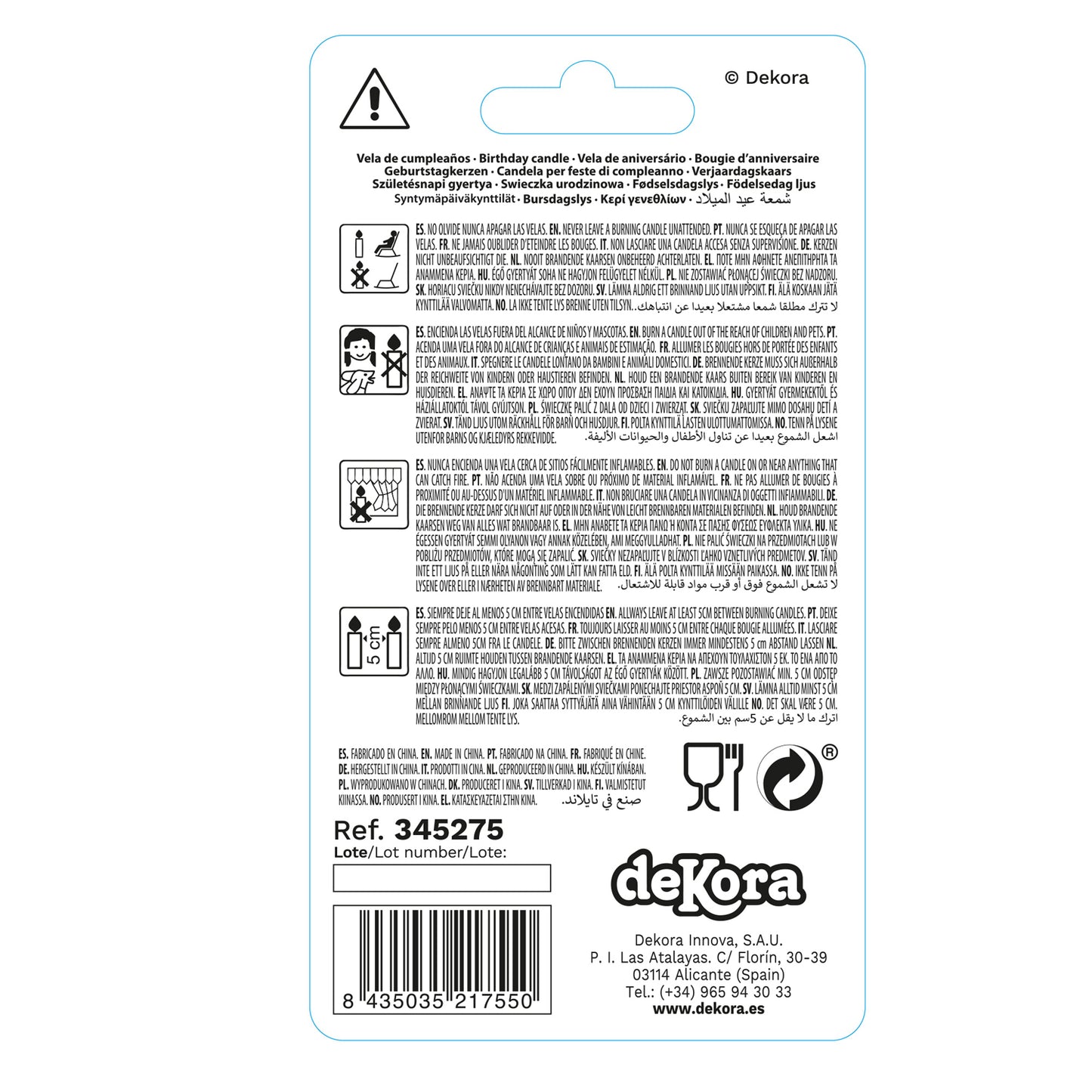 ESPOSITORE 12 CANDELINE Nº9 FLUORESCENTE 6CM