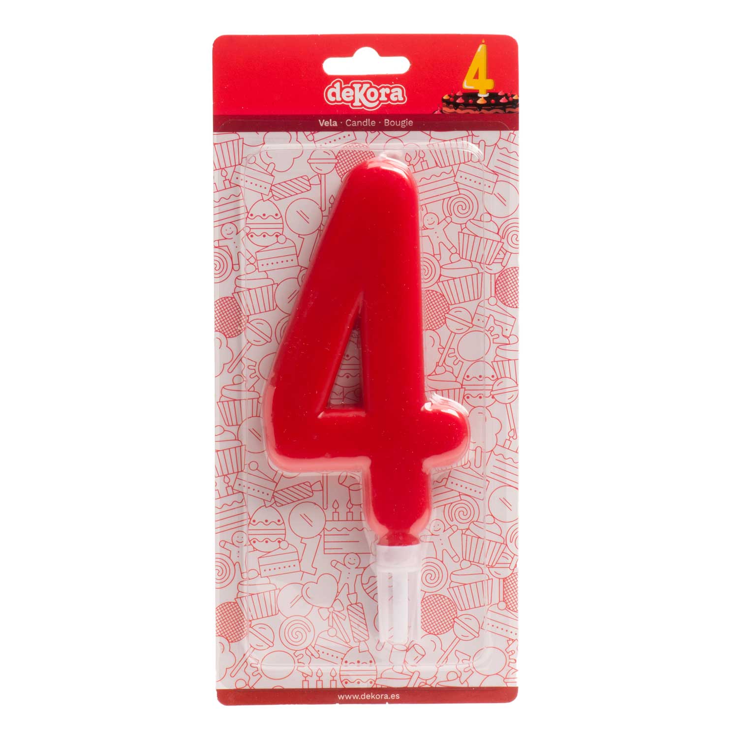 DISPLAY 6 GIANT BIRTHDAY CANDLES Nº4 14CM