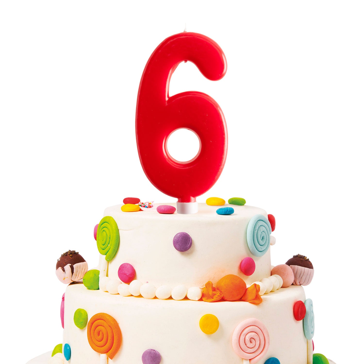 DISPLAY 6 GIANT BIRTHDAY CANDLES Nº6 15CM