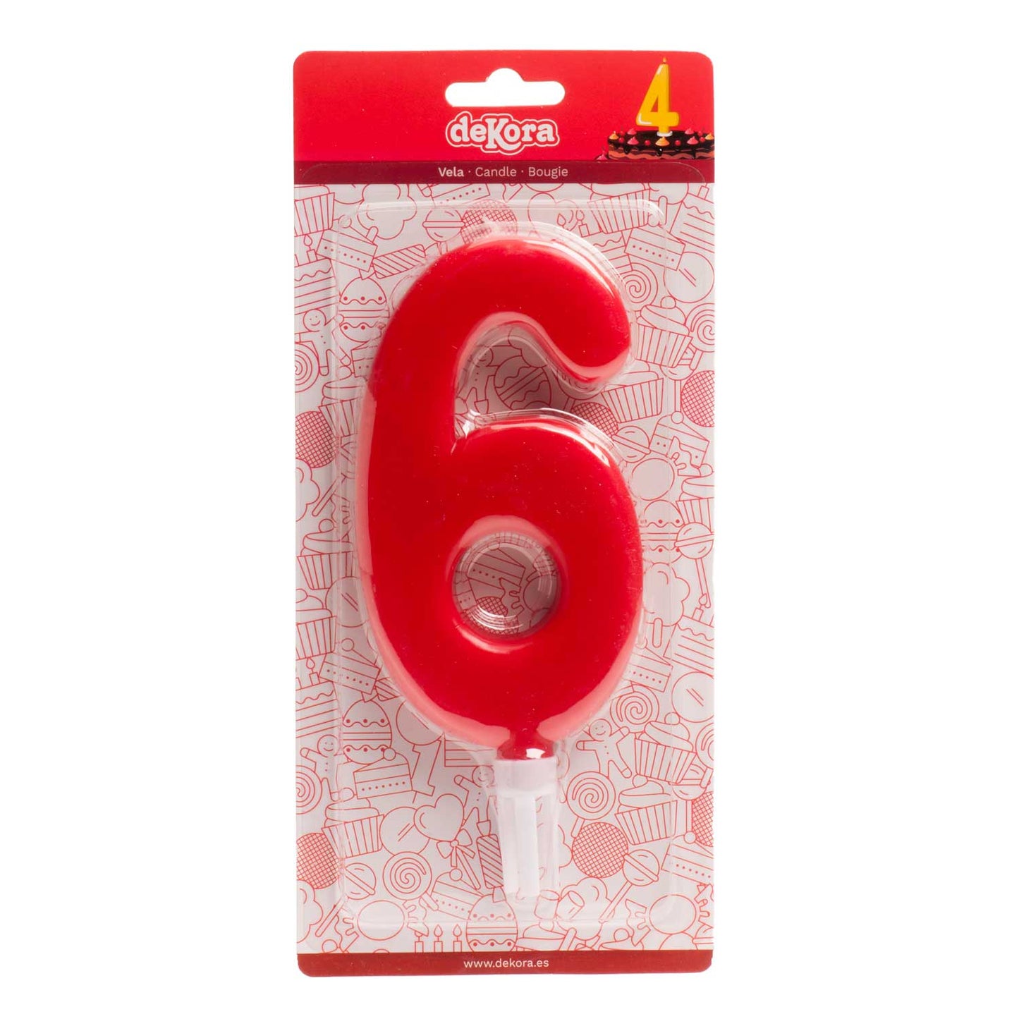 DISPLAY 6 VELAS GIGANTES Nº6 -15CM