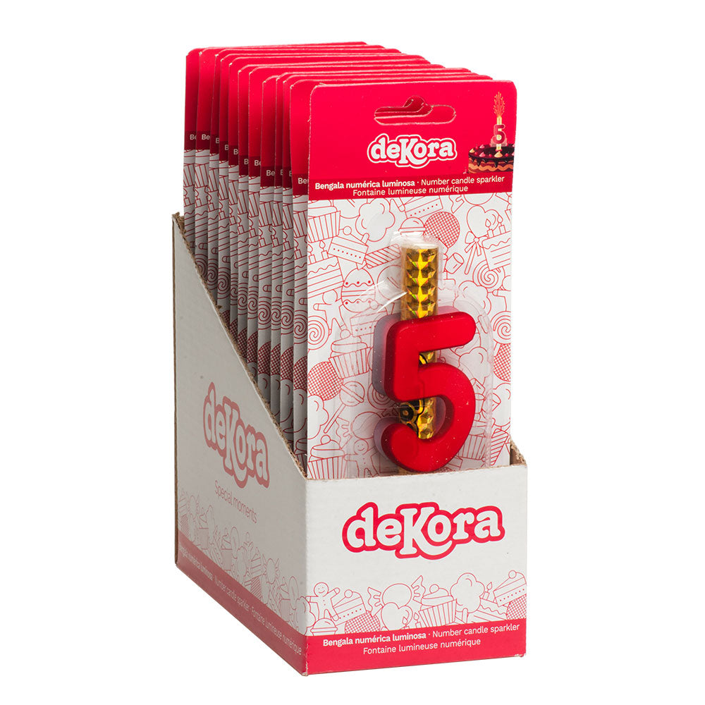 DISPLAY 12 CANDLE SPARKLER NUMBER 5 12 CM