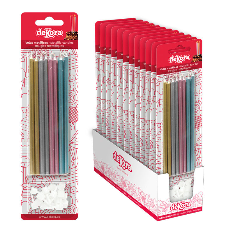 CONFEZIONE 16 CANDELINE METALLIZZATE MIX 13CM