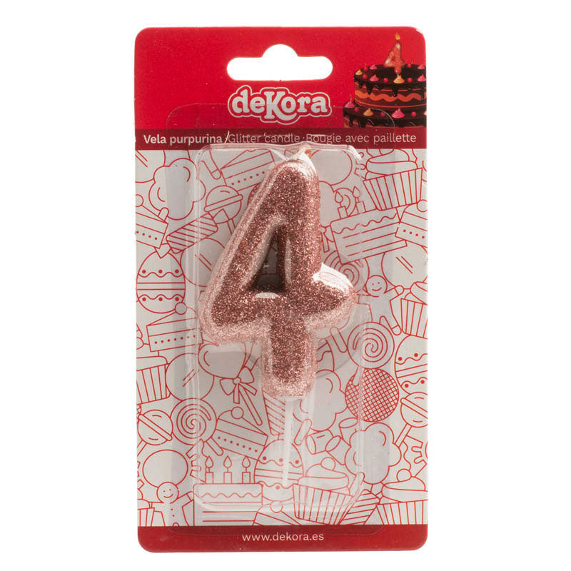 DISPLAY 12 GLITTER PINK GOLD BIRTHDAY CANDLES Nº 4