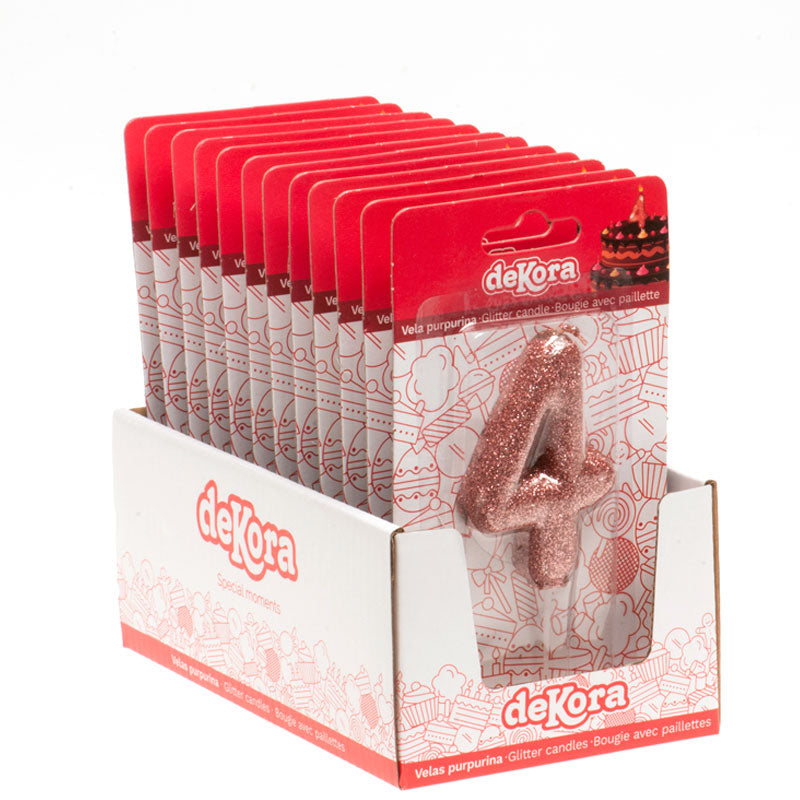 DISPLAY 12 GLITTER PINK GOLD BIRTHDAY CANDLES Nº 4