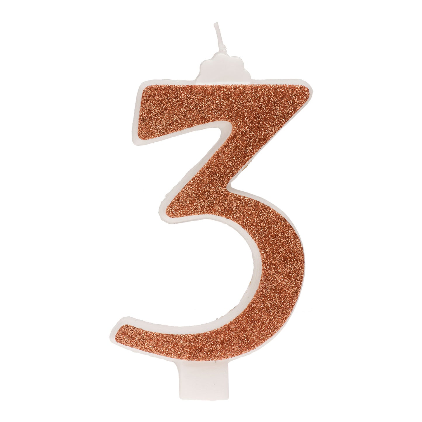 DISPLAY 10 GOLDEN GLITTER BIRTHDAY BIG CANDLES Nº 3 13 CM
