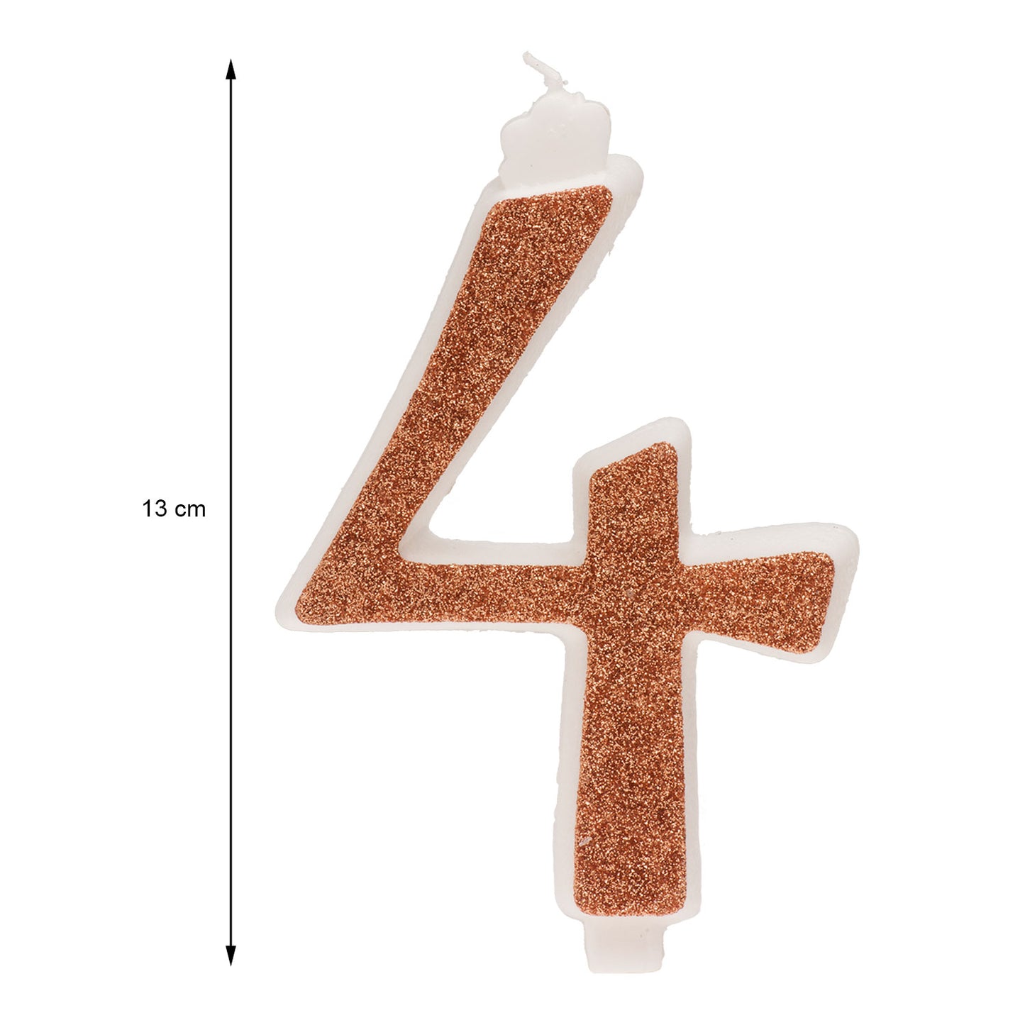 DISPLAY 10 GOLDEN GLITTER BIRTHDAY BIG CANDLES Nº 4 13 CM