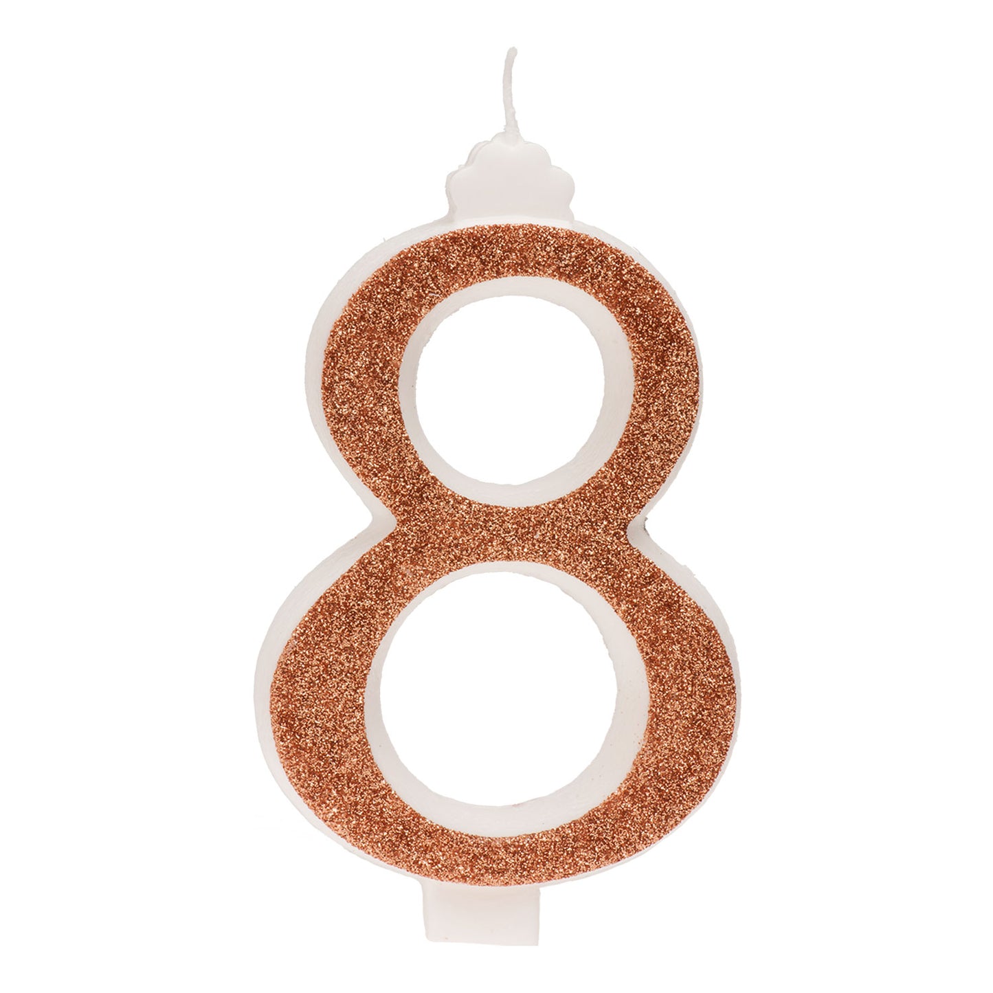 DISPLAY 10 GOLDEN GLITTER BIRTHDAY BIG CANDLES Nº 8 13 CM