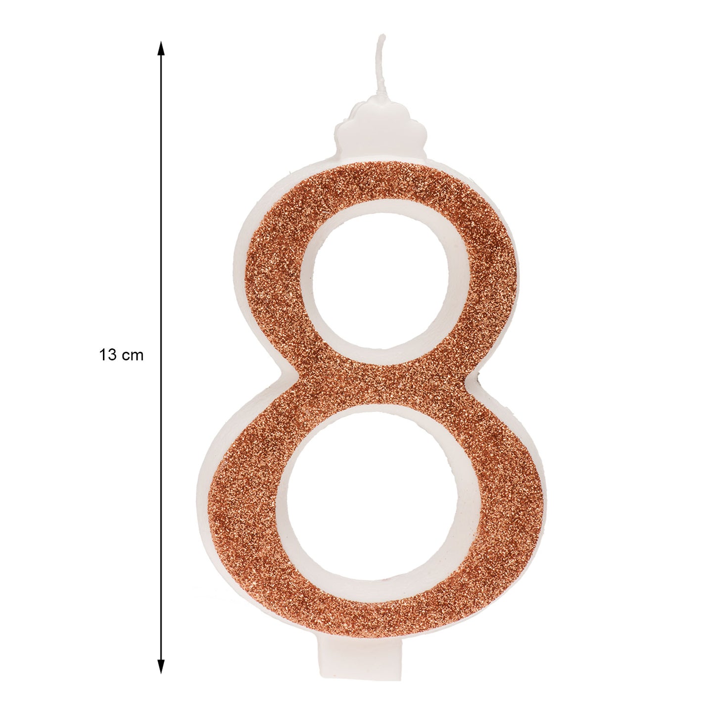 DISPLAY 10 GOLDEN GLITTER BIRTHDAY BIG CANDLES Nº 8 13 CM