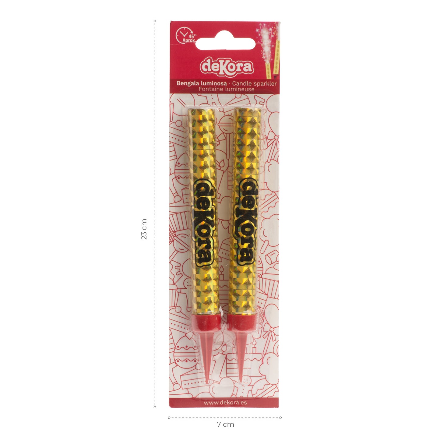BLISTER 2 BENGALAS DORADAS 12CM