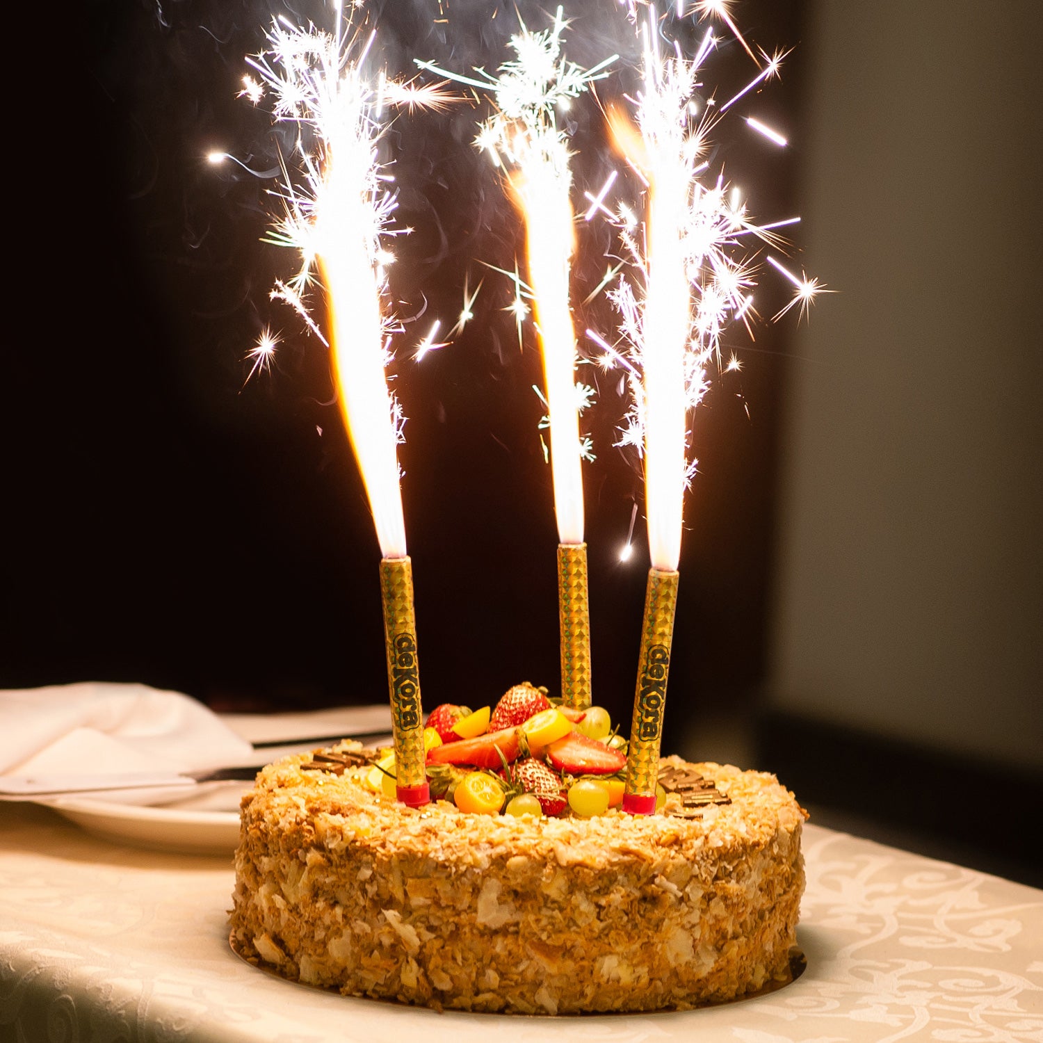 BLISTER 2 BENGALAS DORADAS 12CM