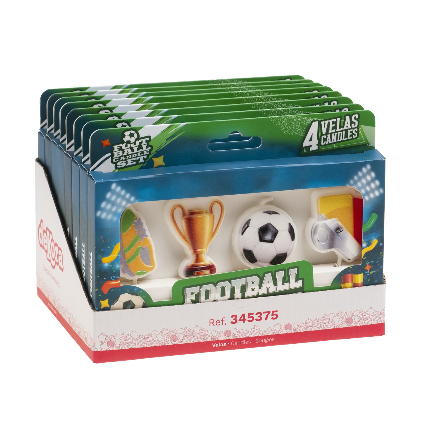 VELAS DE CUMPLEAÑOS FÚTBOL 4 MODELOS 8CM