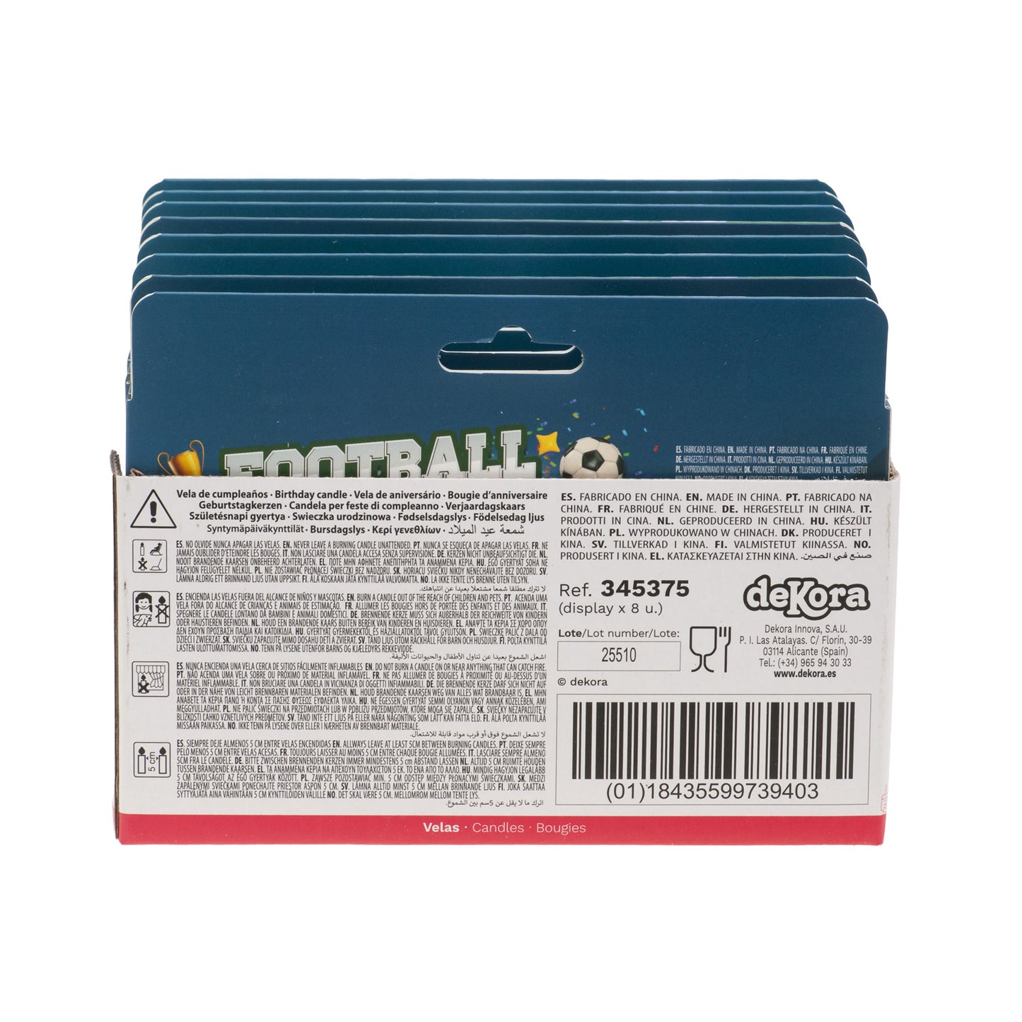 BOUGIES D'ANNIVERSAIRE FOOTBALL 4 MODÈLES 8CM