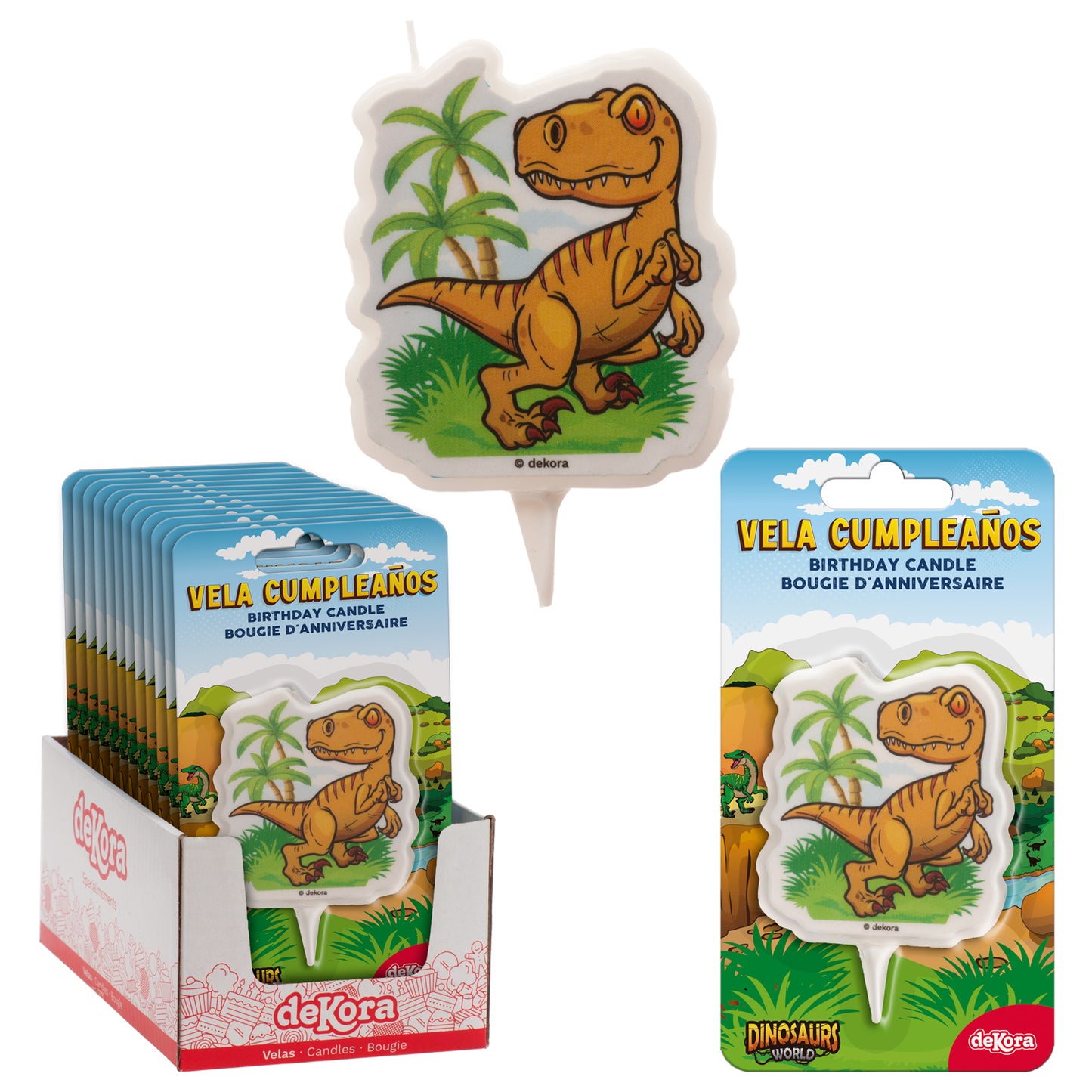 BOUGIE 2D ANNIVERSAIRE DINOSAURE 7,5CM