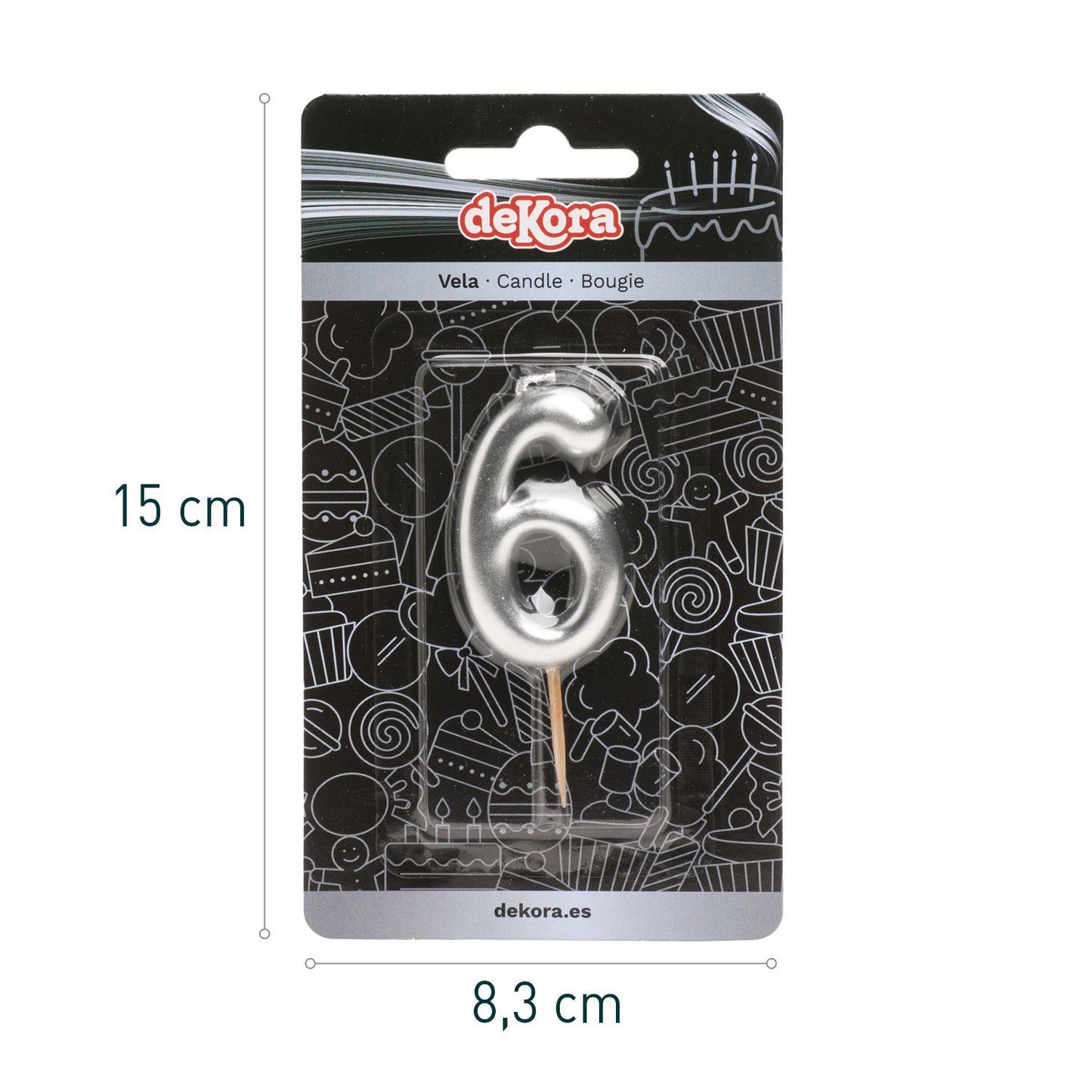 SILVER COMIC BIRTHDAY CANDLE | Nº6