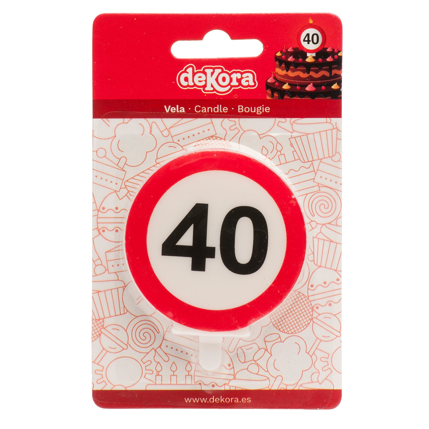 VELA 40 CUMPLEAÑOS SEÑAL PROHIBIDO 6,3CM