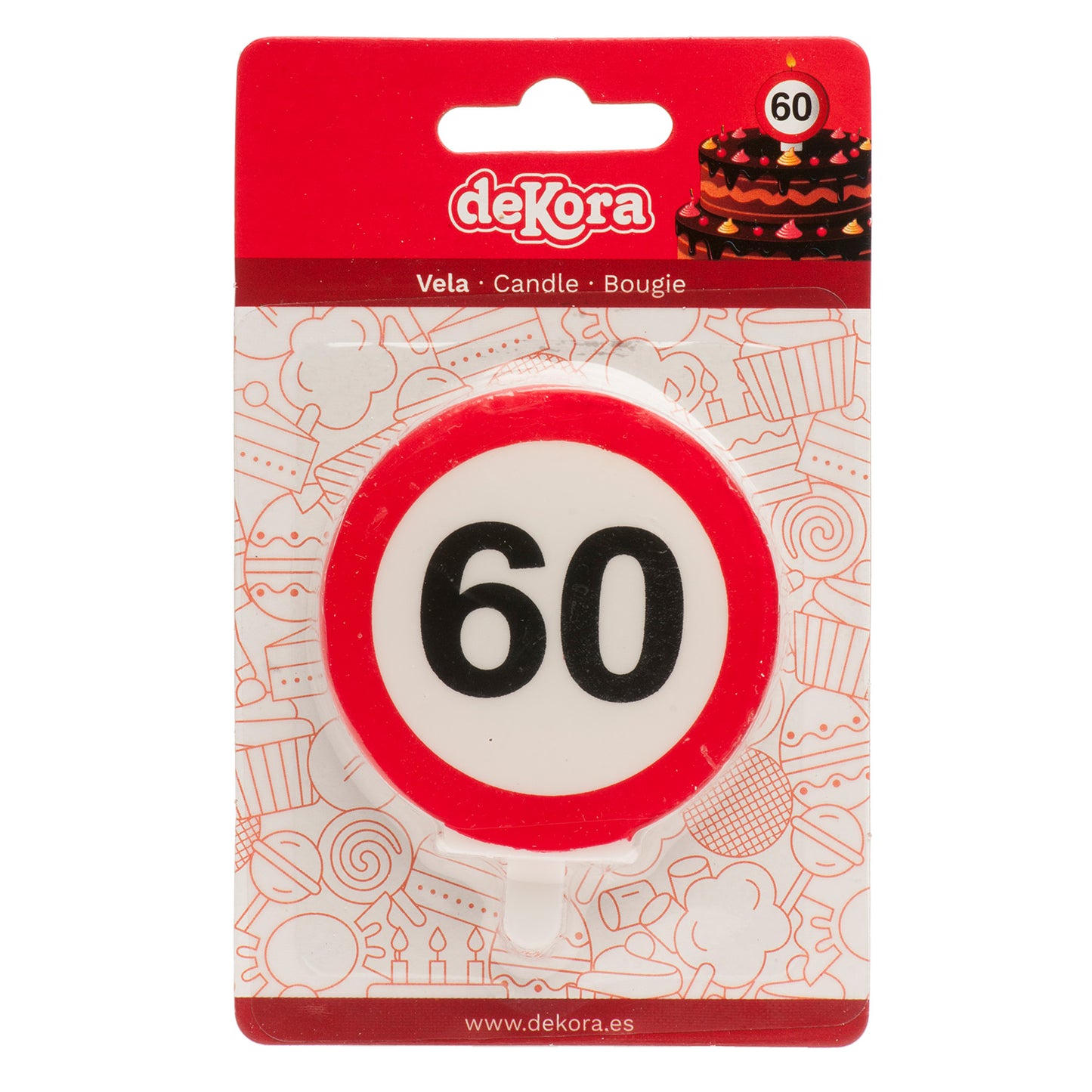 VELA 60 CUMPLEAÑOS SEÑAL PROHIBIDO 6,3CM