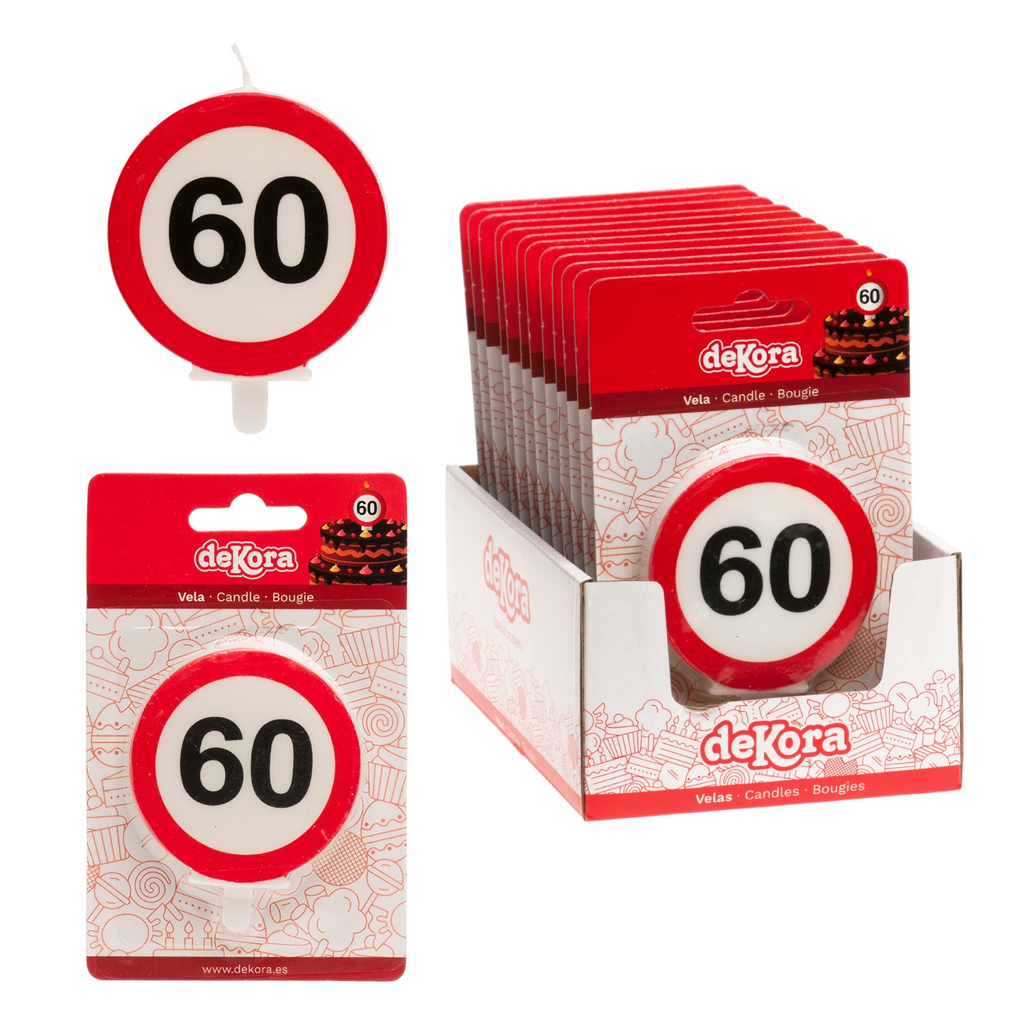 VELA 60 CUMPLEAÑOS SEÑAL PROHIBIDO 6,3CM