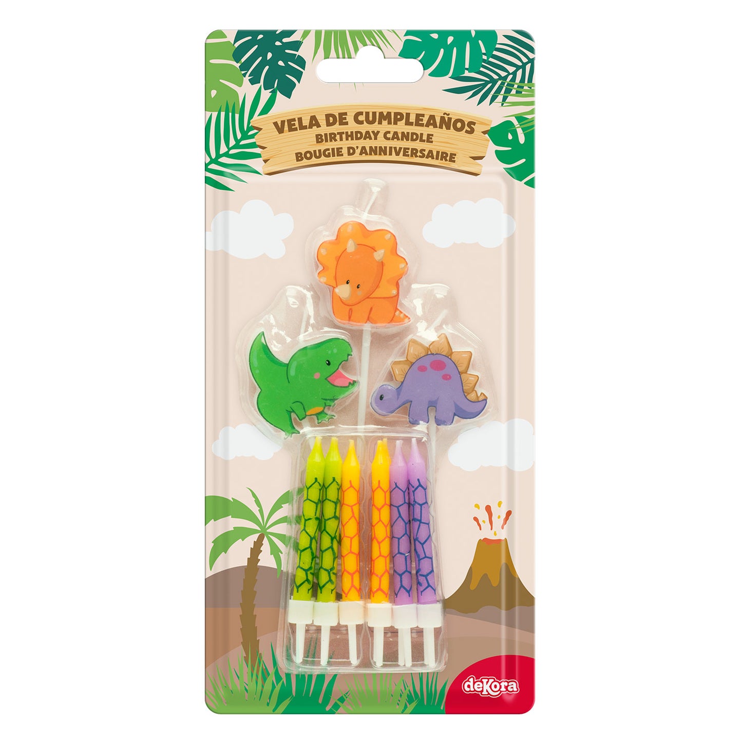 MIX BOUGIES D'ANNIVERSAIRE DINOSAURES