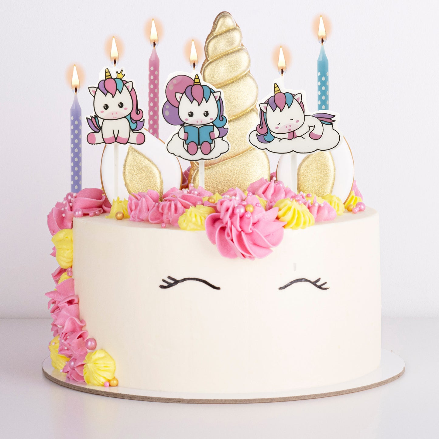 MIX VELAS CUMPLEAÑOS UNICORNIO 2D-PALILLO
