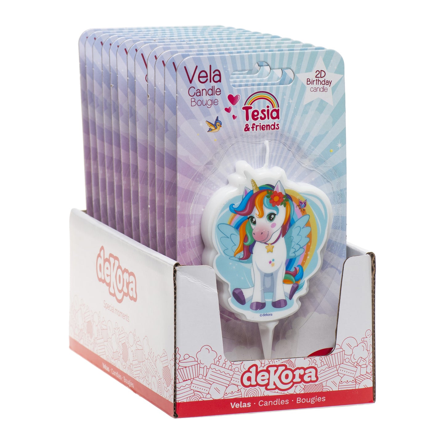 VELA ANIVERSARIO 2D UNICORN TESIA 7.5CM