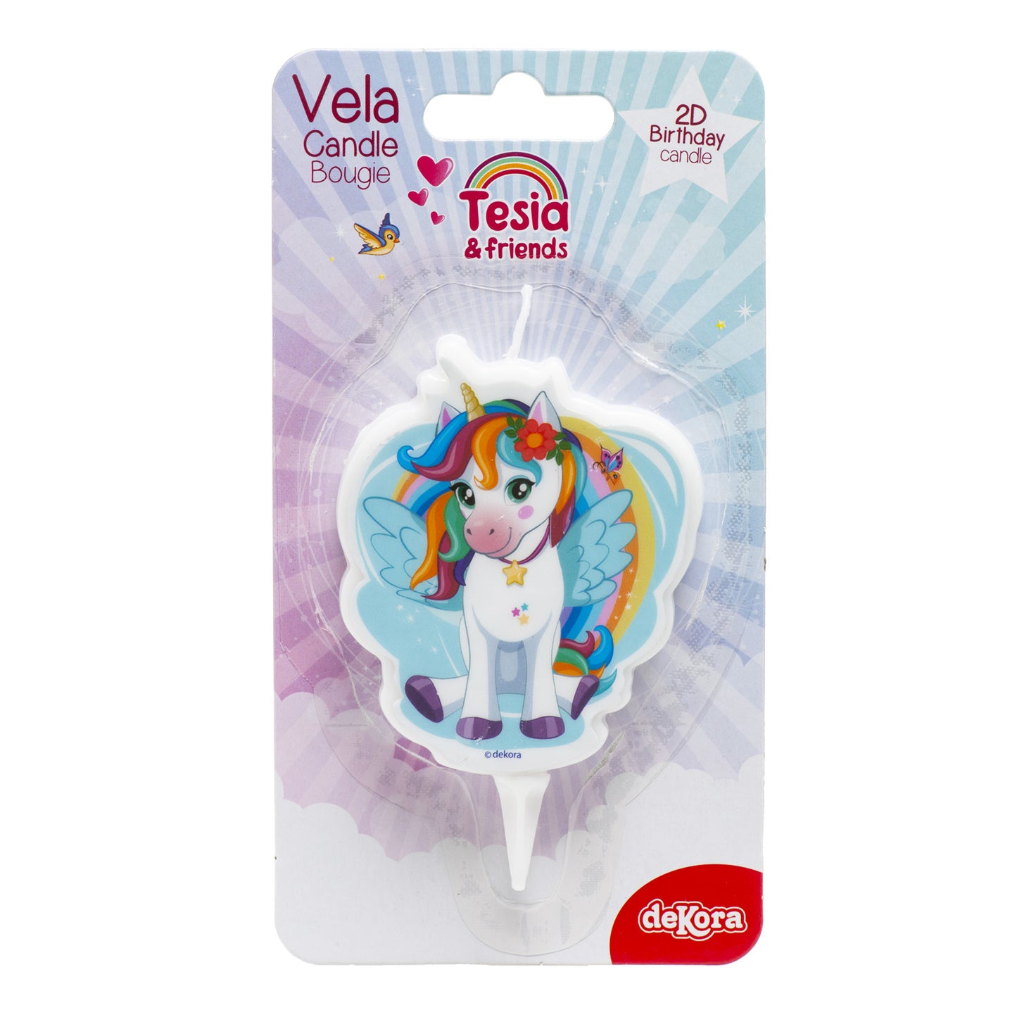 VELA DE CUMPLEAÑOS 2D UNICORNIO TESIA 7.5CM