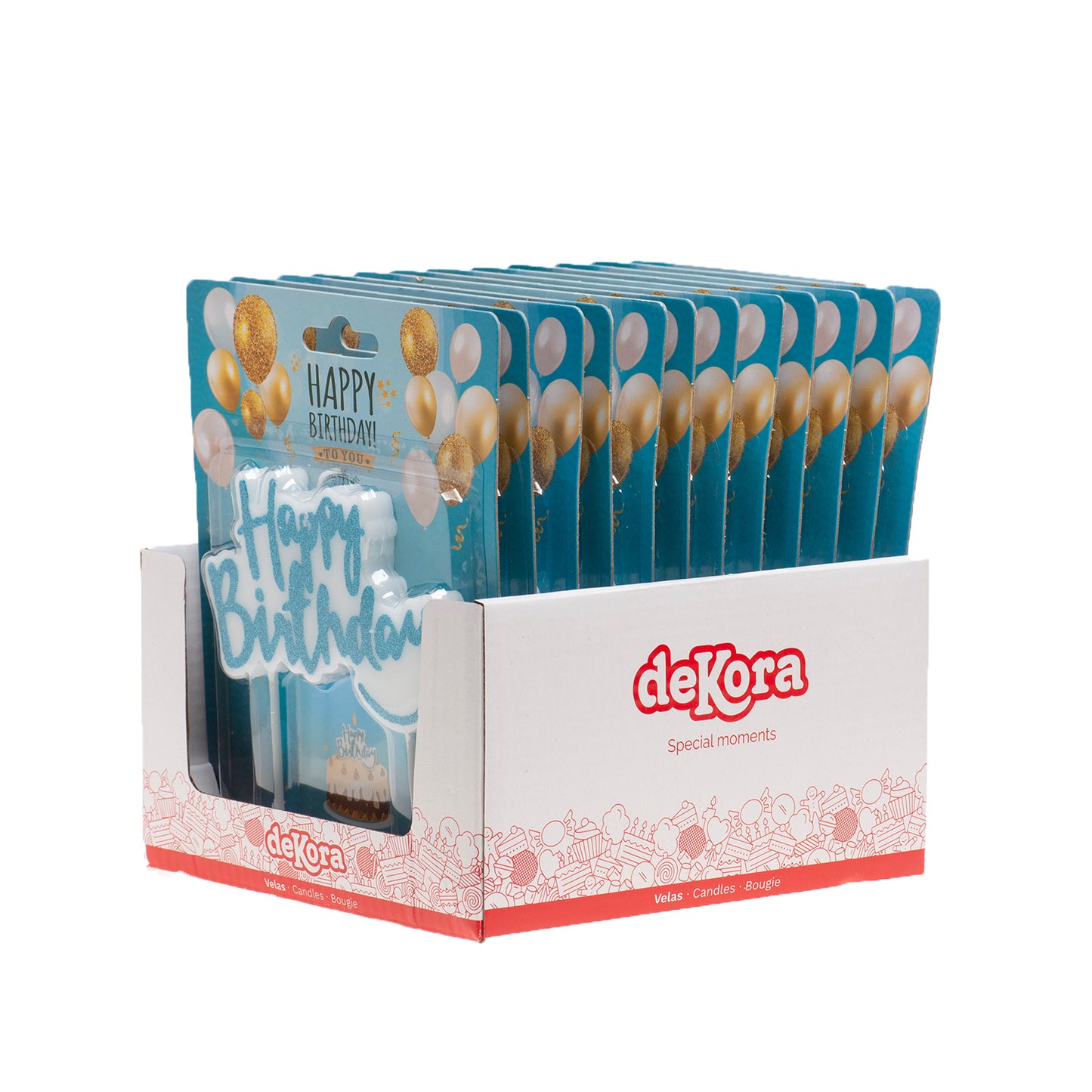 BOUGIE D'ANNIVERSAIRE HAPPY BIRTHDAY BLEU 10X6,5CM