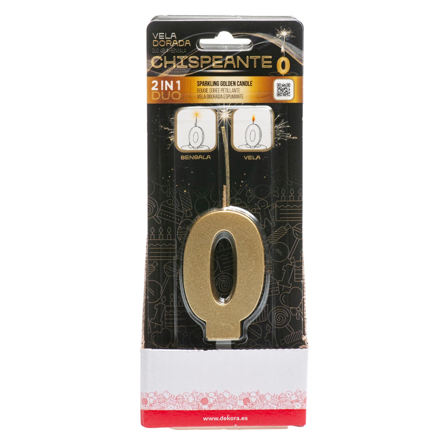 VELAS DE ANIVERSÁRIO DE OURO ESPUMANTE Nº0
