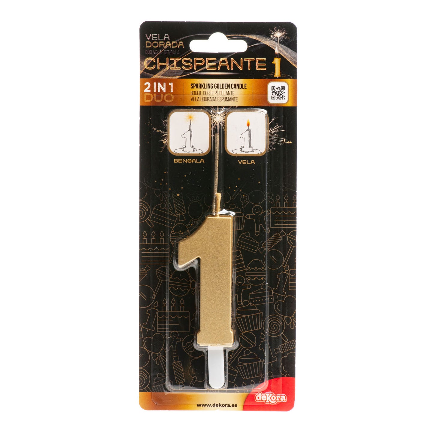 BOUGIES D'ANNIVERSAIRE PÉTILLANTES OR Nº1
