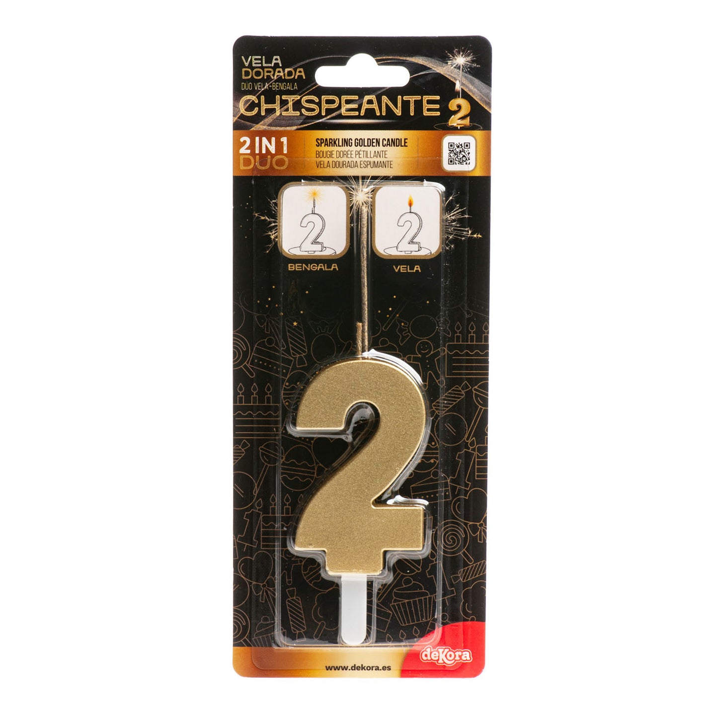 BOUGIES D'ANNIVERSAIRE PÉTILLANTES OR Nº2