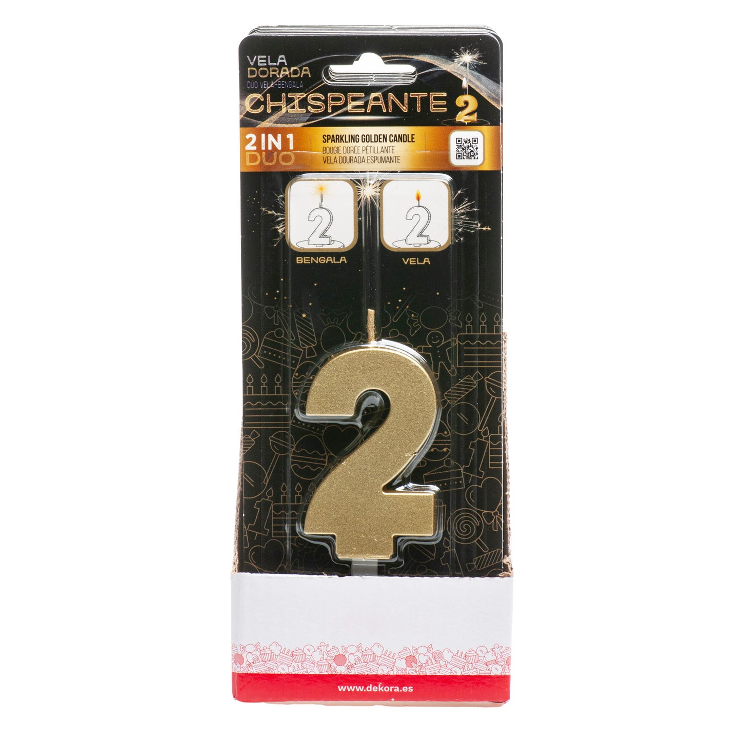BOUGIES D'ANNIVERSAIRE PÉTILLANTES OR Nº2