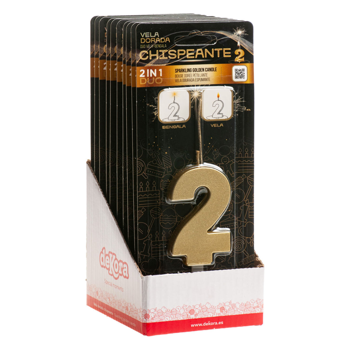 VELAS CHISPEANTES DE CUMPLEAÑOS ORO Nº2