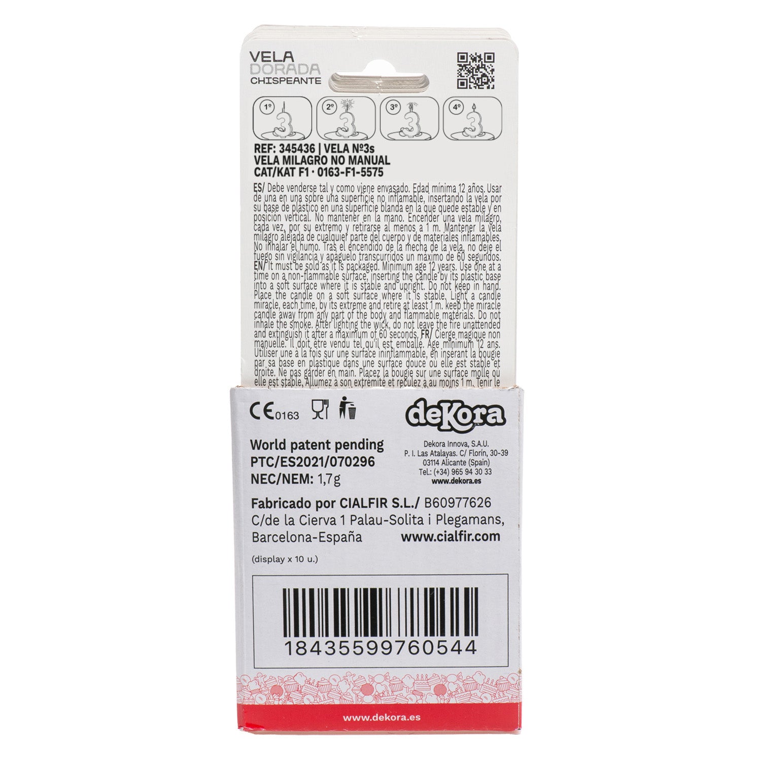 VELAS DE ANIVERSÁRIO DE OURO ESPUMANTE Nº3