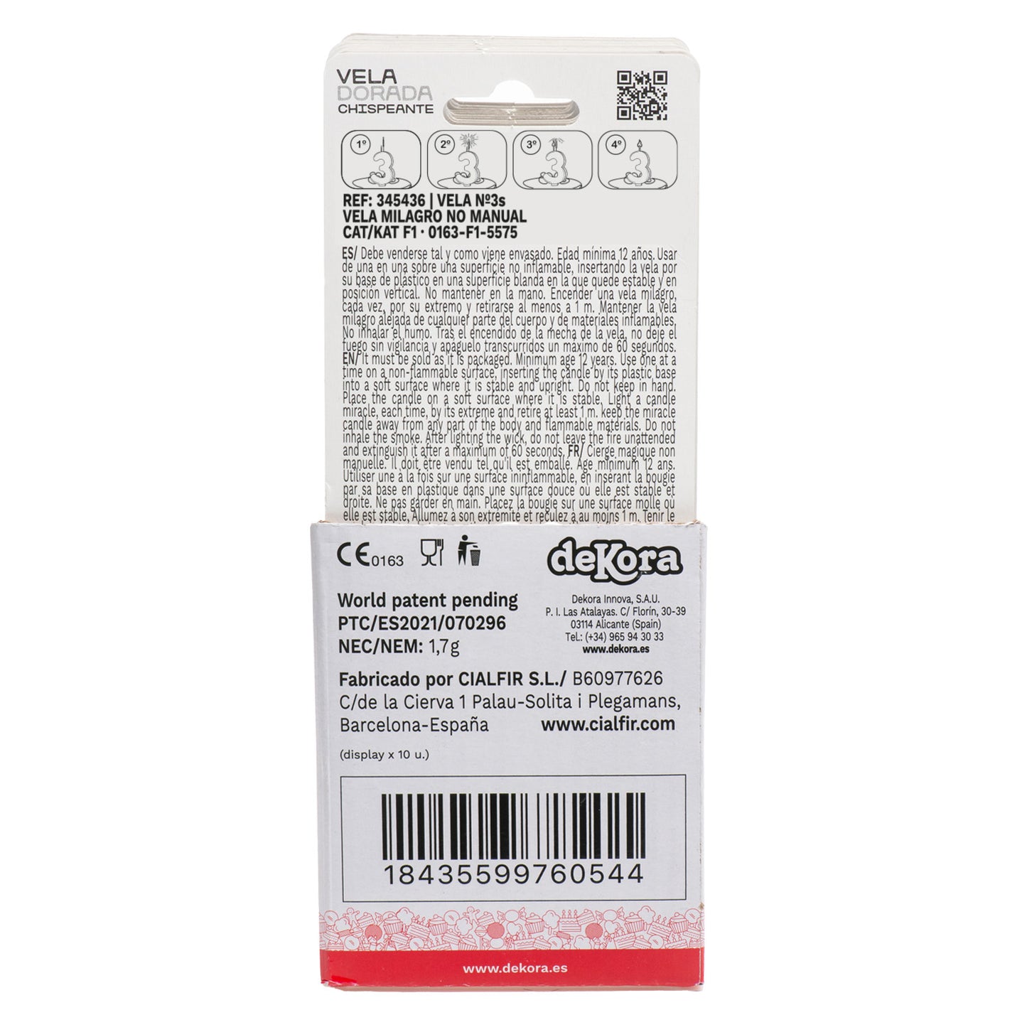 VELAS DE ANIVERSÁRIO DE OURO ESPUMANTE Nº3